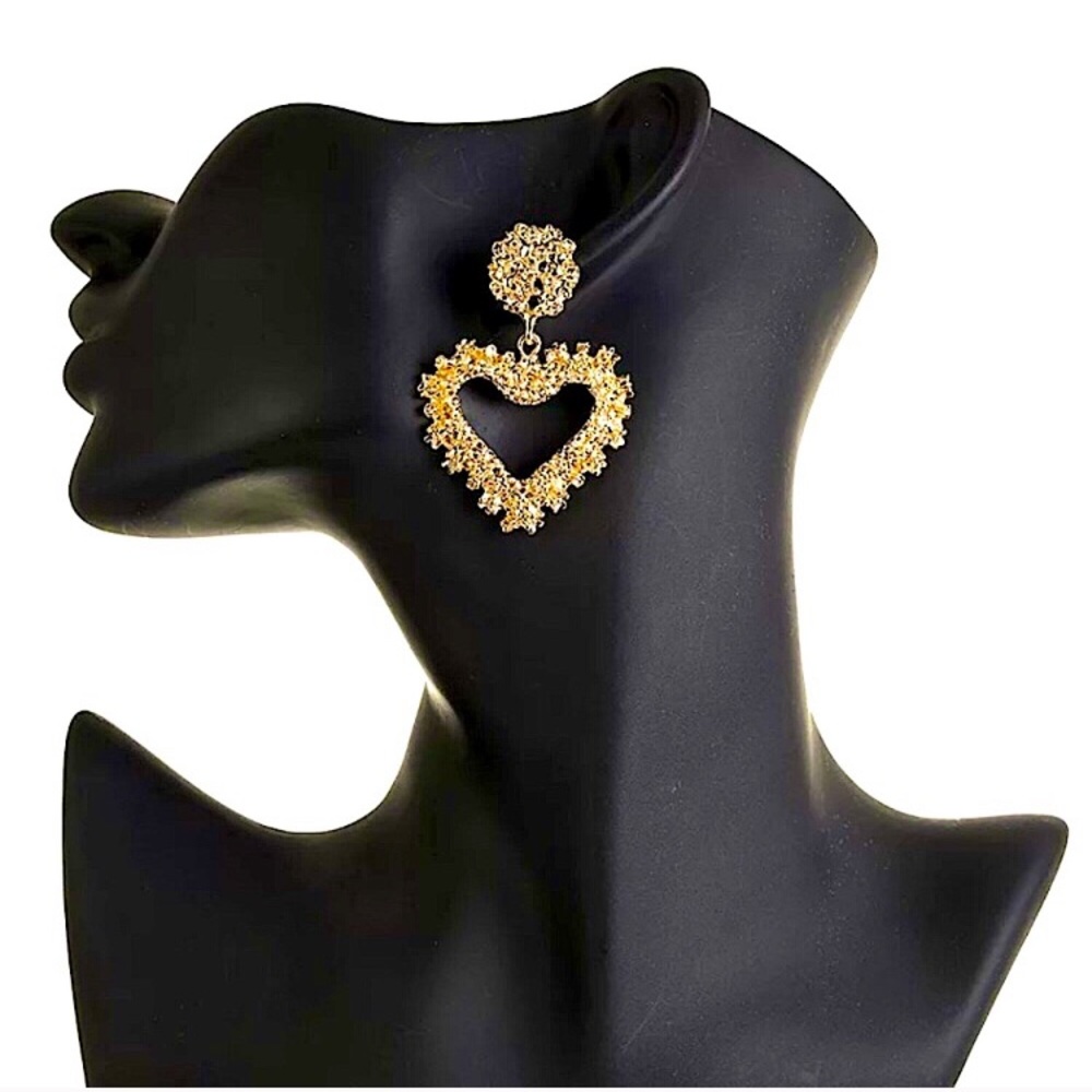 🆑10/$25🆑𝗖𝗟𝗘𝗔𝗥𝗔𝗡𝗖𝗘 Big Heart Silver Dangle Earrings NEW - Picture 3 of 9